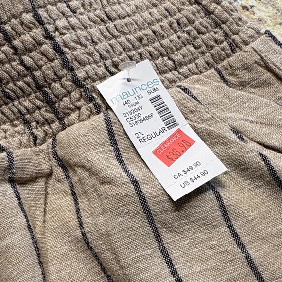 Maurices Tan and black Striped Wide Leg Pants, linen blend - Picture 7 of 7